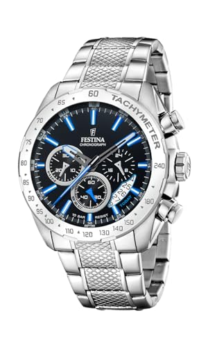 Festina Herren-Chronograph (44,5 mm) schwarzes Zifferblatt/Edelstahlarmband F20668/6