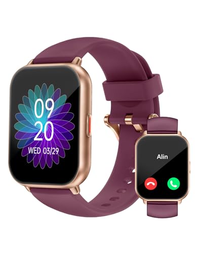 RUIMEN Smartwatch mit Telefonfunktion,Smartwatch für Damen Herren HD-Touch Screen Fitnessuhr mit SpO2-Überwachung Pulsuhr Schlafmonitor Schrittzähler Uhr Multi Trainingsmodi für Android iOS, Lila