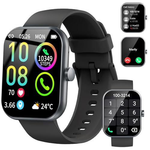 Smartwatch Herren Damen, 1,96'HD Touch Fitnessuhr mit Telefonfunktion, Smart Watch Fitness Tracker mit Pulsmesser Schlafmonitor Schrittzähler, 113+Sportmodi IP68 Wasserdicht Sportuhr für iOS Android