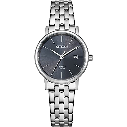 Citizen Damen Analog Quarz Uhr mit Edelstahl Armband EU6090-54A, Grau