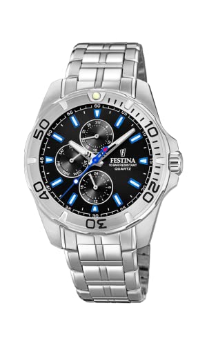 Festina Herren Multi Zifferblatt Quarz Uhr mit Edelstahl Armband F20445/6