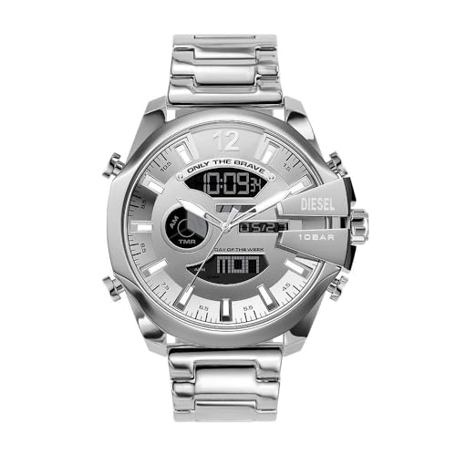 Diesel Herrenuhr Mega Chief LCD Uhrwerk 51 mm Gehäusegröße mit einem Edelstahlarmband DZ4648