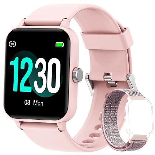 Blackview Smartwatch Damen, Fitness Tracker, 1,85 Zoll HD Voll Touchscreen, Armbanduhr mit Pulsmesser Schlafmonitor, SpO2, Schrittzähler Uhr Sportuhr Stoppuhr Aktivitätstracker für Android iOS, Rosa