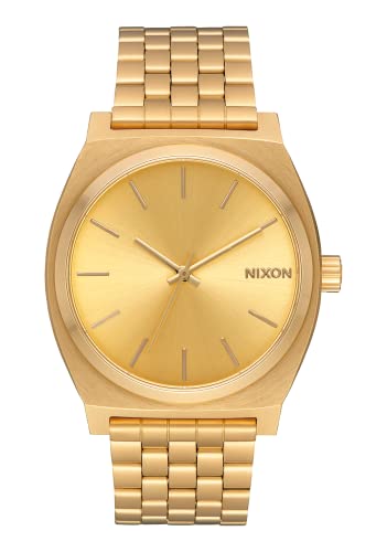 Nixon Time Teller Herrenuhr Analog Quarz mit Edelstahl Armband All Gold / Gold
