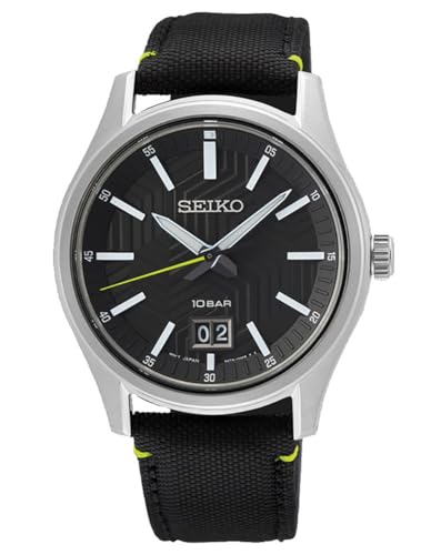 Seiko Herren Analog Quarz Uhr mit Nylon Armband SUR517P1