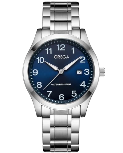 CIVO Uhren Herren Edelstahl Silber: Armbanduhr Herren Analog Wasserdicht - Herrenuhr mit Datum Leuchtend Klassische Business Quarzuhr Blau Zifferblatt Geschenke für Männer