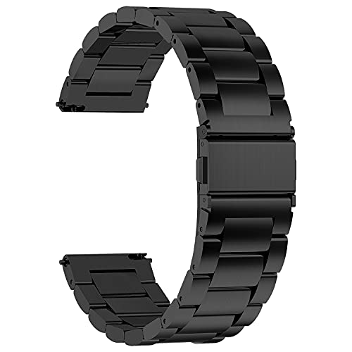 Fullmosa Edelstahlarmband 24mm für Uhr,Smart Watch Metall Uhrenarmbänder mit Schnellverschluss geeignet für Damen&Herren,24mm Schwarz