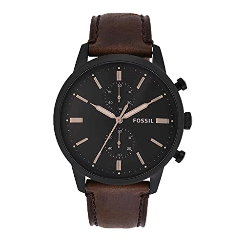 Fossil Townsman uhr für Herren, Chronographenwerk mit Edelstahl- oder Lederarmband, Hellbraun, 44MM