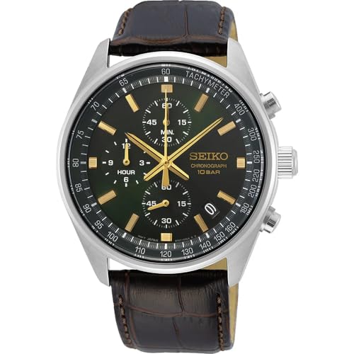 Seiko Herren-Uhr Quarz Edelstahl mit Lederband SSB385P1