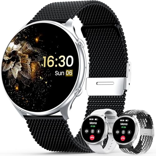 elfofle Smartwatch Damen mit Telefonfunktion, 1,39' TFT HD Touchscreen, IP67 Wasserdicht mit 120 Sport SpO2 Pulsuhr Menstruationszyklus Schlafmonitor,Armbanduhr für iOS Android (Schwarz Silber)