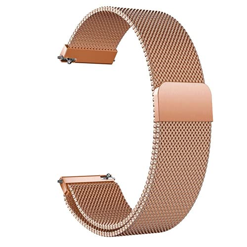 LYYLTX Edelstahl Mesh Uhrenarmband 18mm Metall Ersatz Armband Magnetverschluss Smartwatch Schnellverschluss Watch Uhren RoseGold Ersatzband Für Damen Herren